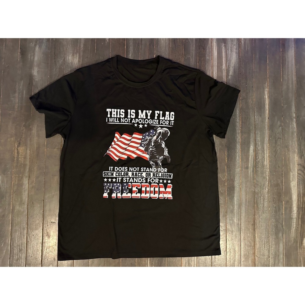 This Is My Flag‎ Freedom Patriotic Graphic Tee Mens Black Short Sleeve T-Shirt